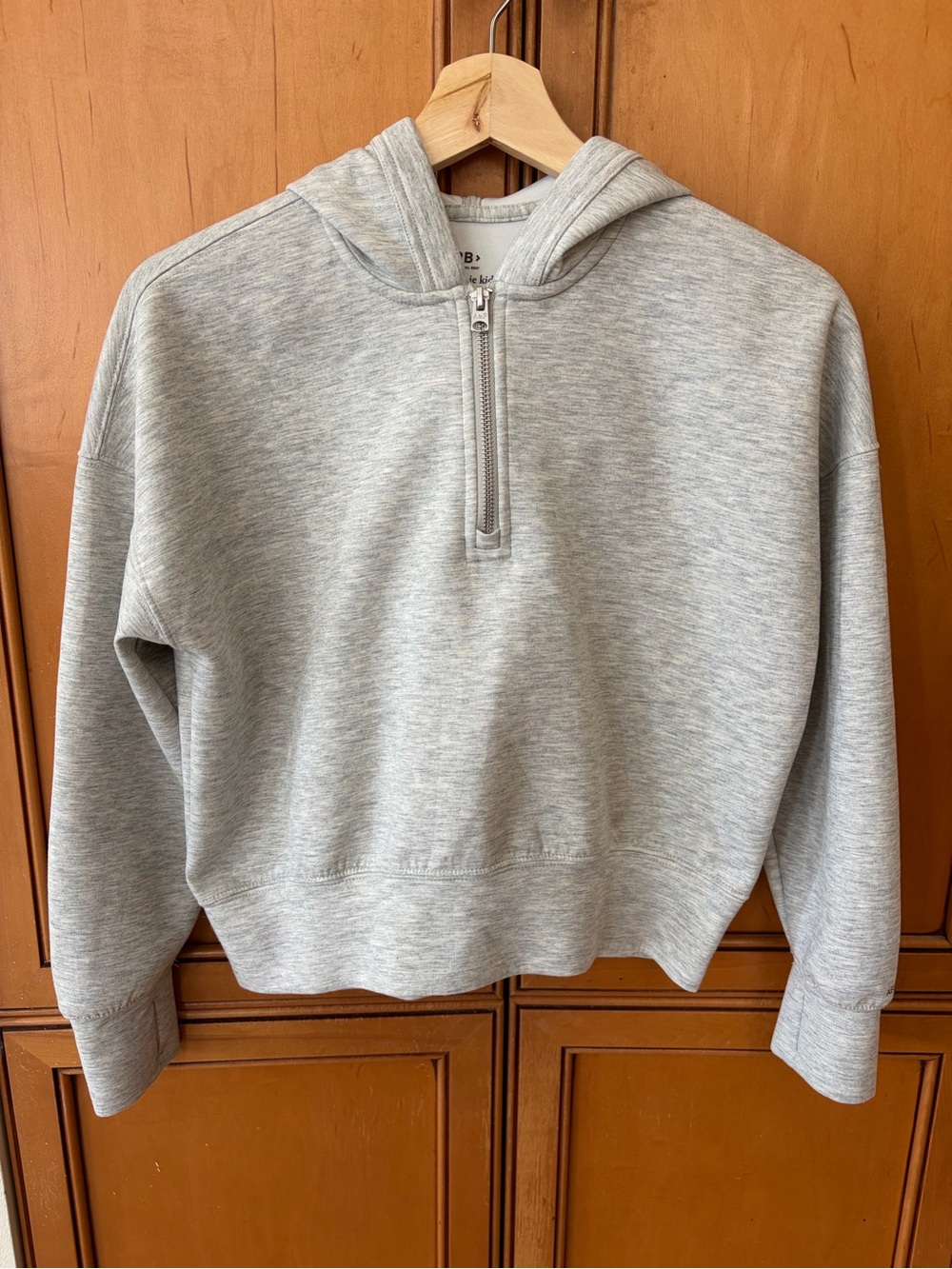 Abercrombie kids YPB neoKNIT Active Quarter-Zip Hoodie in Light Grey Sz 11/12